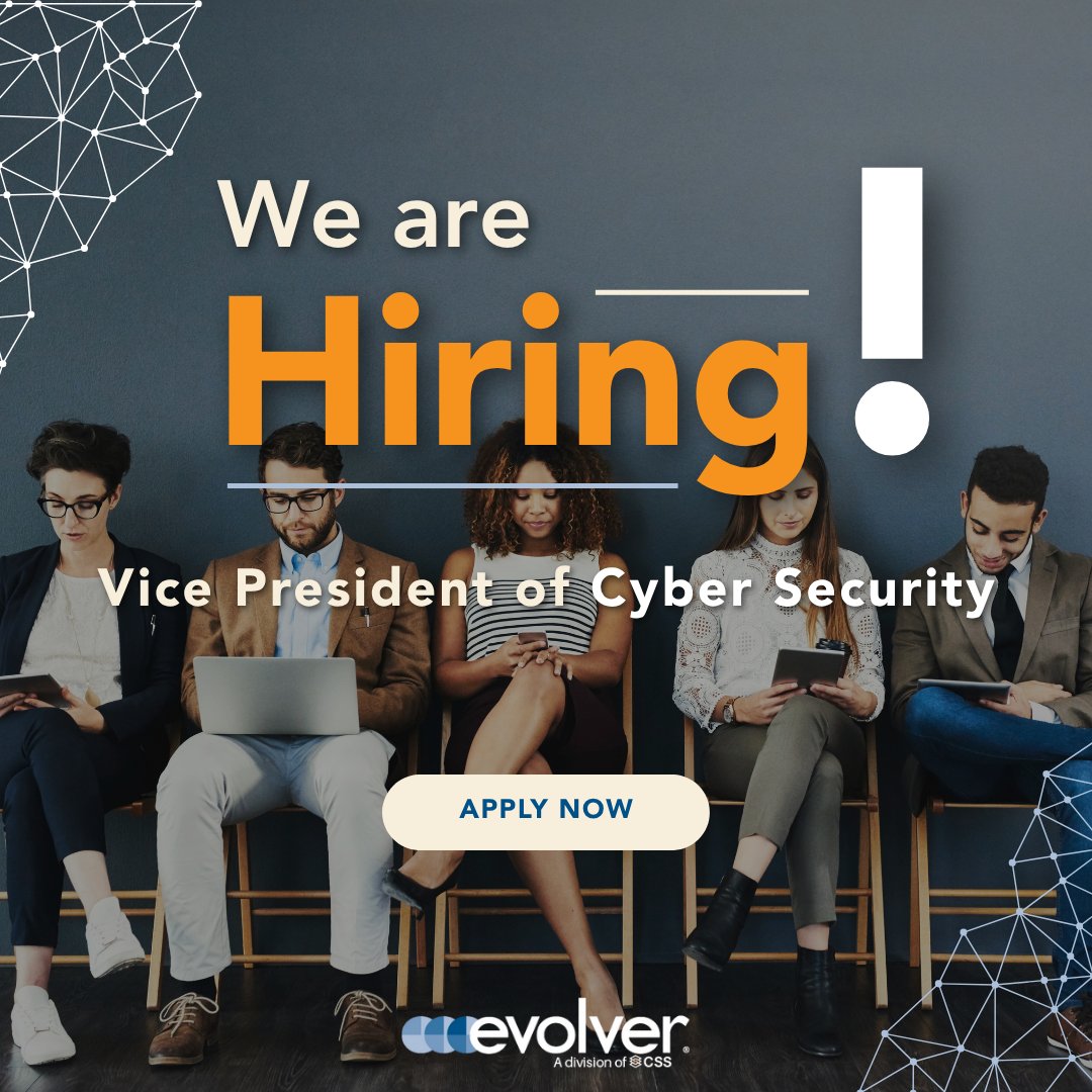 We're Hiring: Vice President of Cyber Security 📢 

Evolver Federal is seeking a senior cybersecurity leader to drive both operations and growth across our federal portfolio.

This is a dual-role opportunity:
 🔐 50% leading mission-critical cybersecurity operations
 📈 50%