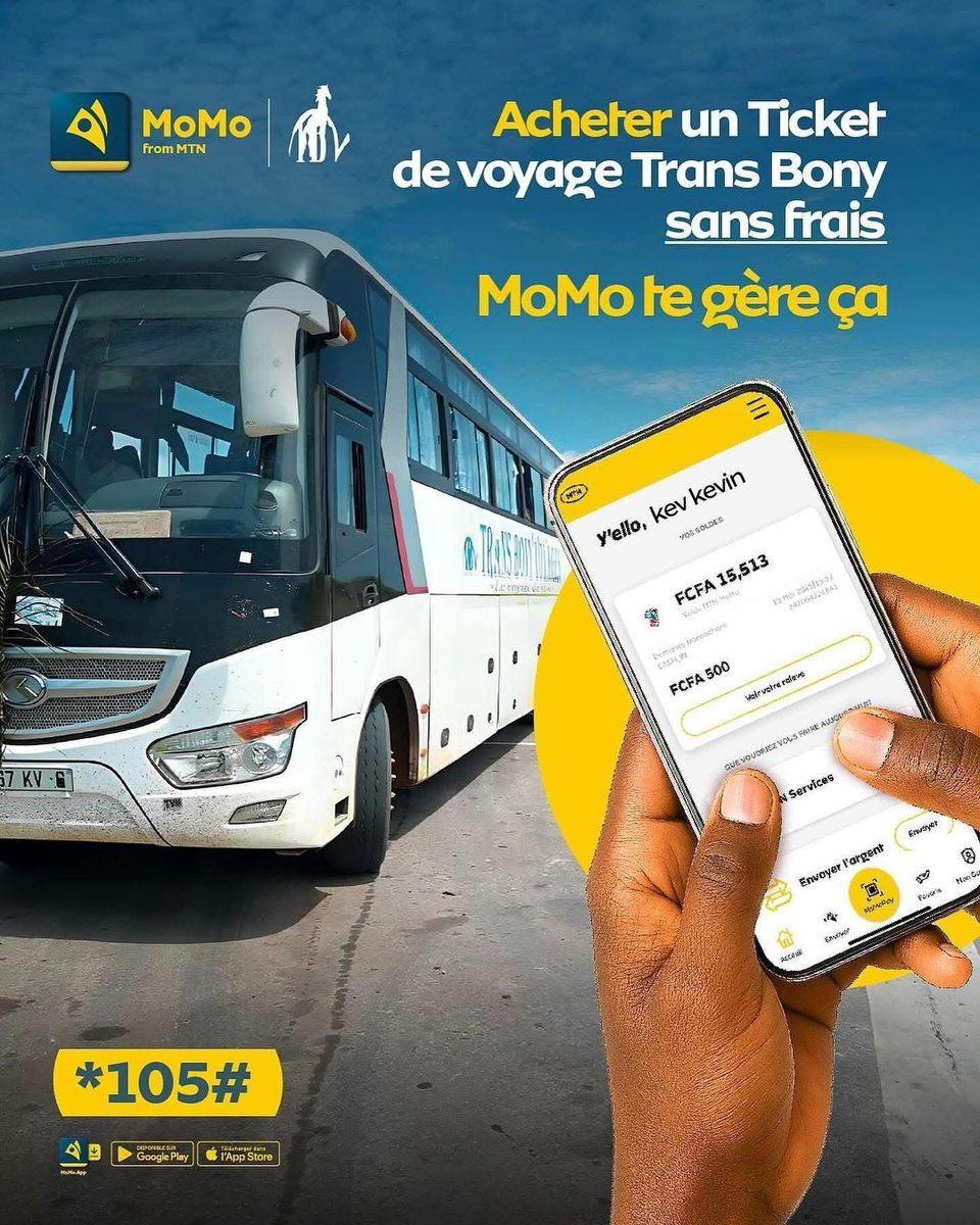 𝐅𝐢𝐧𝐢 𝐥𝐞𝐬 𝐩𝐫𝐨𝐛𝐥𝐞̀𝐦𝐞𝐬 𝐝𝐞 𝐦𝐨𝐧𝐧𝐚𝐢𝐞 𝐚𝐯𝐞𝐜 𝐓𝐫𝐚𝐧𝐬 𝐁𝐨𝐧𝐲 !🤗
𝐏𝐚𝐢𝐞 𝐭𝐨𝐧 𝐛𝐢𝐥𝐥𝐞𝐭 𝐝𝐞 𝐯𝐨𝐲𝐚𝐠𝐞 𝐓𝐫𝐚𝐧𝐬 𝐁𝐨𝐧𝐲 𝐚𝐯𝐞𝐜 𝐌𝐨𝐌𝐨, 𝐬𝐚𝐧𝐬 𝐟𝐫𝐚𝐢𝐬.✨
Une solution rapide, pratique et 100 % sécurisée !
Tape : *105# ok puis 6