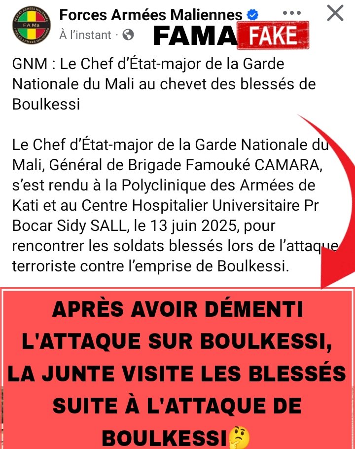 Après avoir démenti l'attaque sur boulkessi, la junte Malien au cheveu de blessés de boulkessi, le mensonge quand sa rattrape. #freeAzawad