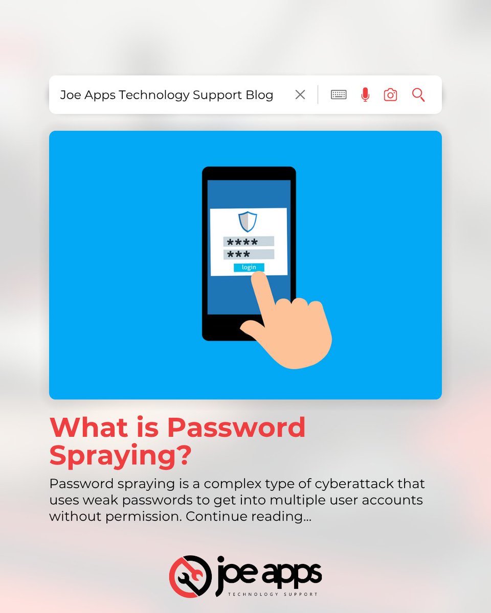 NEW BLOG POST 🖥️⁠
⁠
Password spraying is a complex type of cyberattack that uses weak passwords to get into multiple user accounts without permission. Check out our latest blog post to learn more.
⁠
🔗 Read more here: joeapps.ca/what-is-passwo…