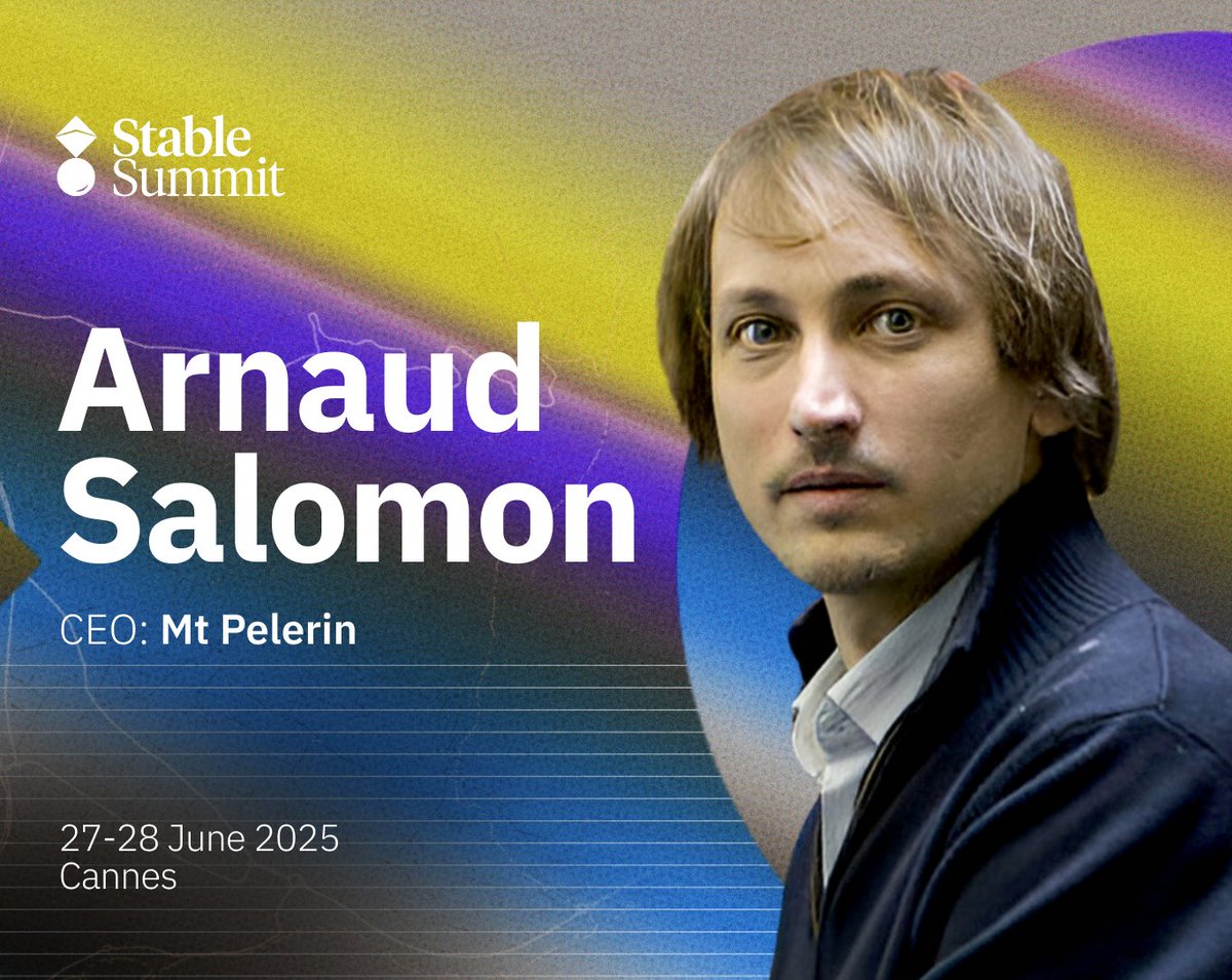 Stable Summit 🦫 (@stable_summit) on Twitter photo 🗣️ <a href="/ArnaudSalomonCH/">Arnaud 🌁 Salomon</a>, CEO, <a href="/mtpelerin/">Mt Pelerin</a>
Arnaud will speak on scaling stablecoin payments, focusing on wallet access, merchant rails and incentives for everyday use.
See what unlocks adoption at Stable Summit.
📍 Cannes
📅 27-28 June 🗣️ <a href="/ArnaudSalomonCH/">Arnaud 🌁 Salomon</a>, CEO, <a href="/mtpelerin/">Mt Pelerin</a>
Arnaud will speak on scaling stablecoin payments, focusing on wallet access, merchant rails and incentives for everyday use.
See what unlocks adoption at Stable Summit.
📍 Cannes
📅 27-28 June