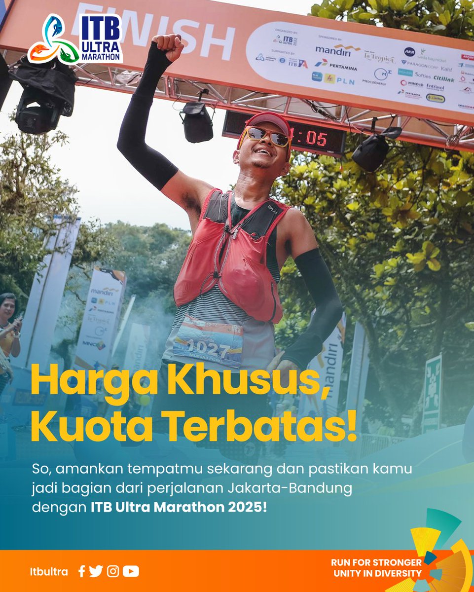 EARLY BIRD REGISTRATION DIBUKA!
ITB Ultra Marathon 2025 resmi kembali digelar! 🏃‍♂️

Amankan tempatmu sekarang dengan diskon Early Bird ITB Ultra Marathon 2025.

📅 Race Day: 26–28 September 2025
🔗 Daftar di: beyondrun.com

Follow <a href="/itbultra/">ITB Ultra Marathon</a> untuk update terbaru lainnya!