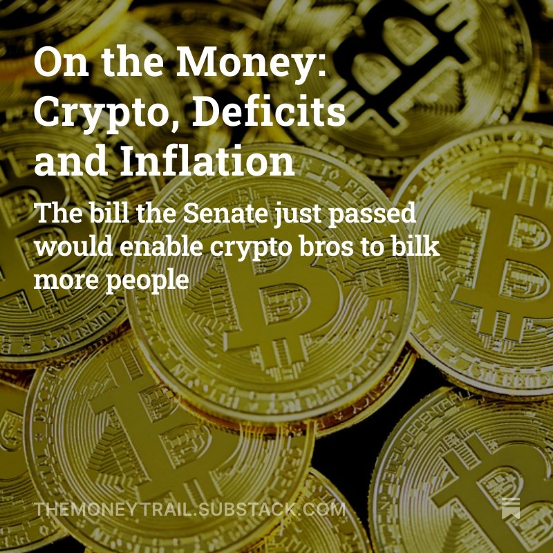 New from Money Trail: Economist Dean Baker says crypto is great for drug deals and kidnapper ransom, but not for much else. themoneytrail.substack.com/p/on-the-money…