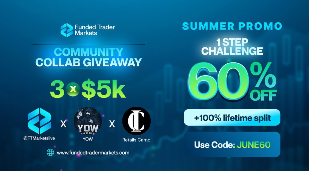 Yoshi eu (@yoshiretails) on Twitter photo 🚨 GIVEAWAY ALERT! 🚨
RC COMMUNITY COLLAB with YOW — Powered by FTM!
🎯 Win 3x $5K in Challenges!
HOW TO ENTER:
1️⃣ Follow: <a href="/retailscamp/">Retails Camp</a> | <a href="/XioonnqT/">Xioonn | TI</a> | <a href="/RZFTMARKETS/">Revin Zabala | CEO FTM</a> | <a href="/FTMarketslive/">Funded Trader Markets</a>
2️⃣ Like + Repost
3️⃣ Join our Discord:
YOW- discord.gg/B7HZPue6Jq
RC - 🚨 GIVEAWAY ALERT! 🚨
RC COMMUNITY COLLAB with YOW — Powered by FTM!
🎯 Win 3x $5K in Challenges!
HOW TO ENTER:
1️⃣ Follow: <a href="/retailscamp/">Retails Camp</a> | <a href="/XioonnqT/">Xioonn | TI</a> | <a href="/RZFTMARKETS/">Revin Zabala | CEO FTM</a> | <a href="/FTMarketslive/">Funded Trader Markets</a>
2️⃣ Like + Repost
3️⃣ Join our Discord:
YOW- discord.gg/B7HZPue6Jq
RC -