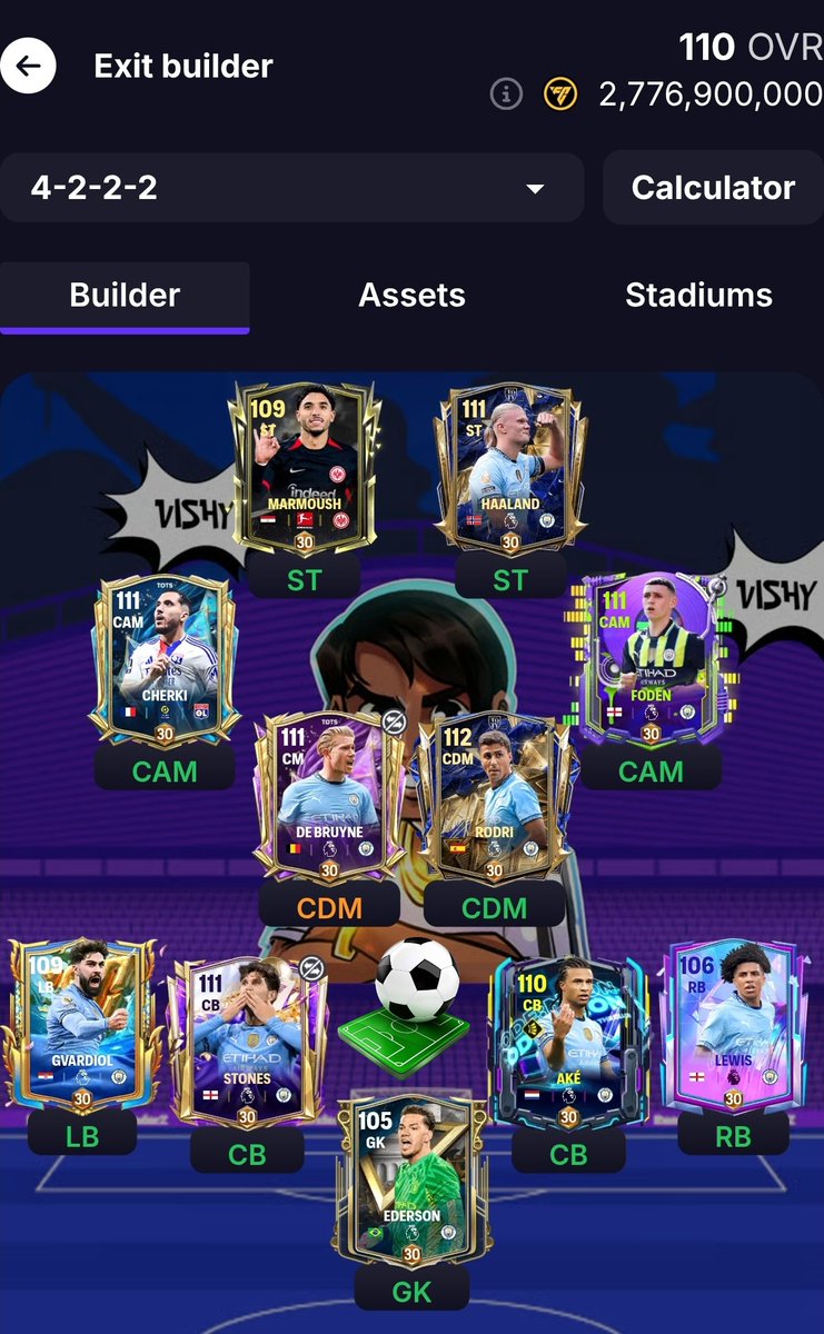 Squadbuilderx's tweet image. ACTUALIZADO ‼️
Best possible #ManCity squad builder in FC Mobile 🎮
#debruyne
#Marmoush  #cherki
#ClubWorldCup
@tutiofifa