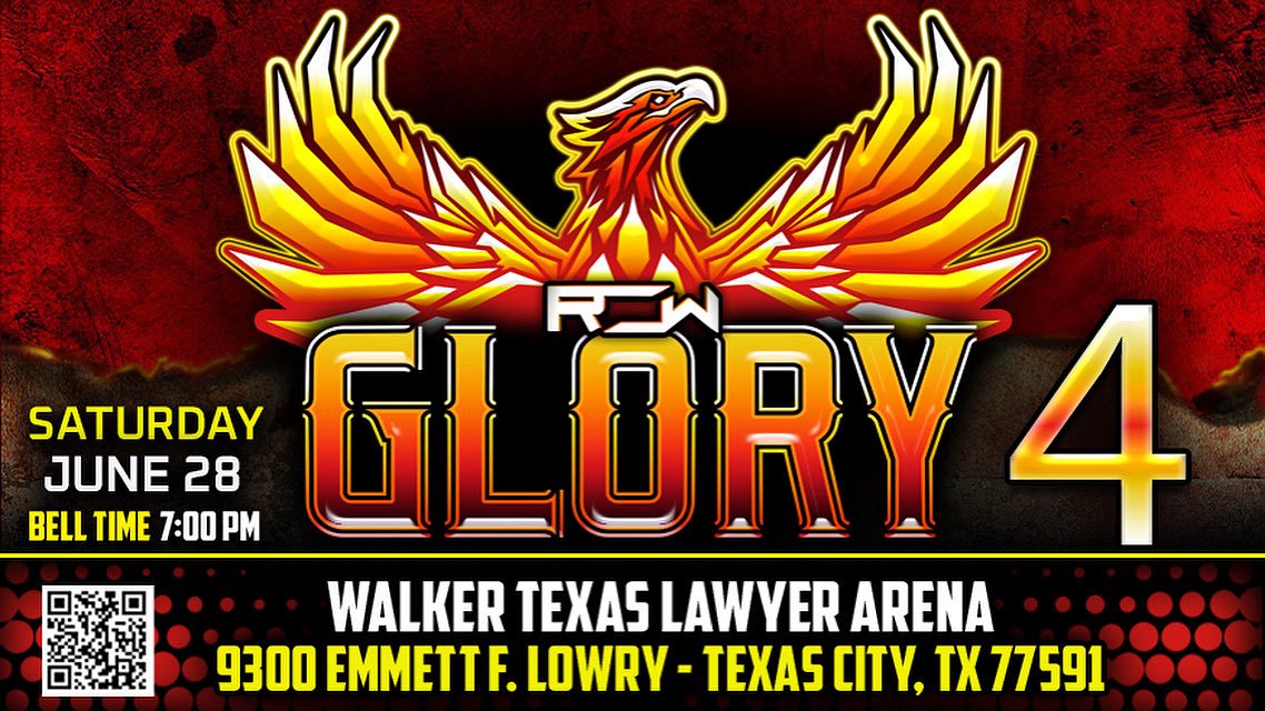 🔥 TICKETS ON SALE NOW 🔥

Reality Of Wrestling returns with GLORY 4 on Saturday, June 28th LIVE from the Walker Texas Lawyer Arena in Texas City, TX!

Don’t miss the action, the drama, and the stars of ROW as we bring the heat for another unforgettable night of professional