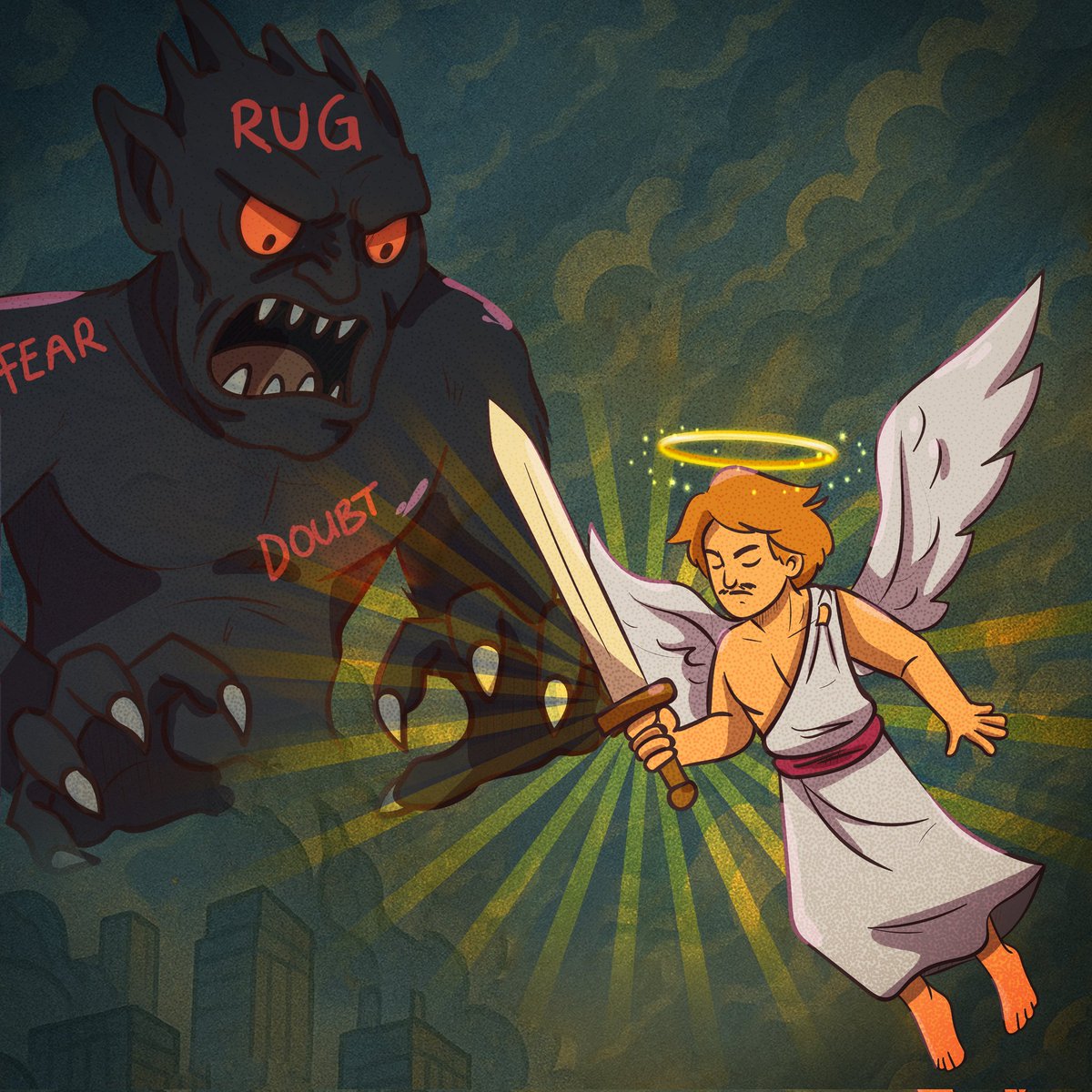 $HALO is in constant battle with the demons of Rug &amp; Doubt, wielding light to protect the degen souls of the $HBAR community. 🕊️🔥

The fight is eternal. The mission is clear.
