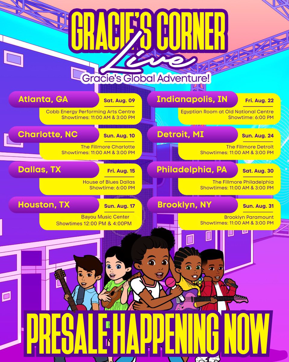 Gracie's Corner TV (@gracies_corner) on Twitter photo Presale for Gracie’s Corner Live: Global Adventure is HERE! 🎤💜
Sign up now to get the exclusive link + special code to grab your seats:
👉 laylo.com/graciescorner/… Presale for Gracie’s Corner Live: Global Adventure is HERE! 🎤💜
Sign up now to get the exclusive link + special code to grab your seats:
👉 laylo.com/graciescorner/…