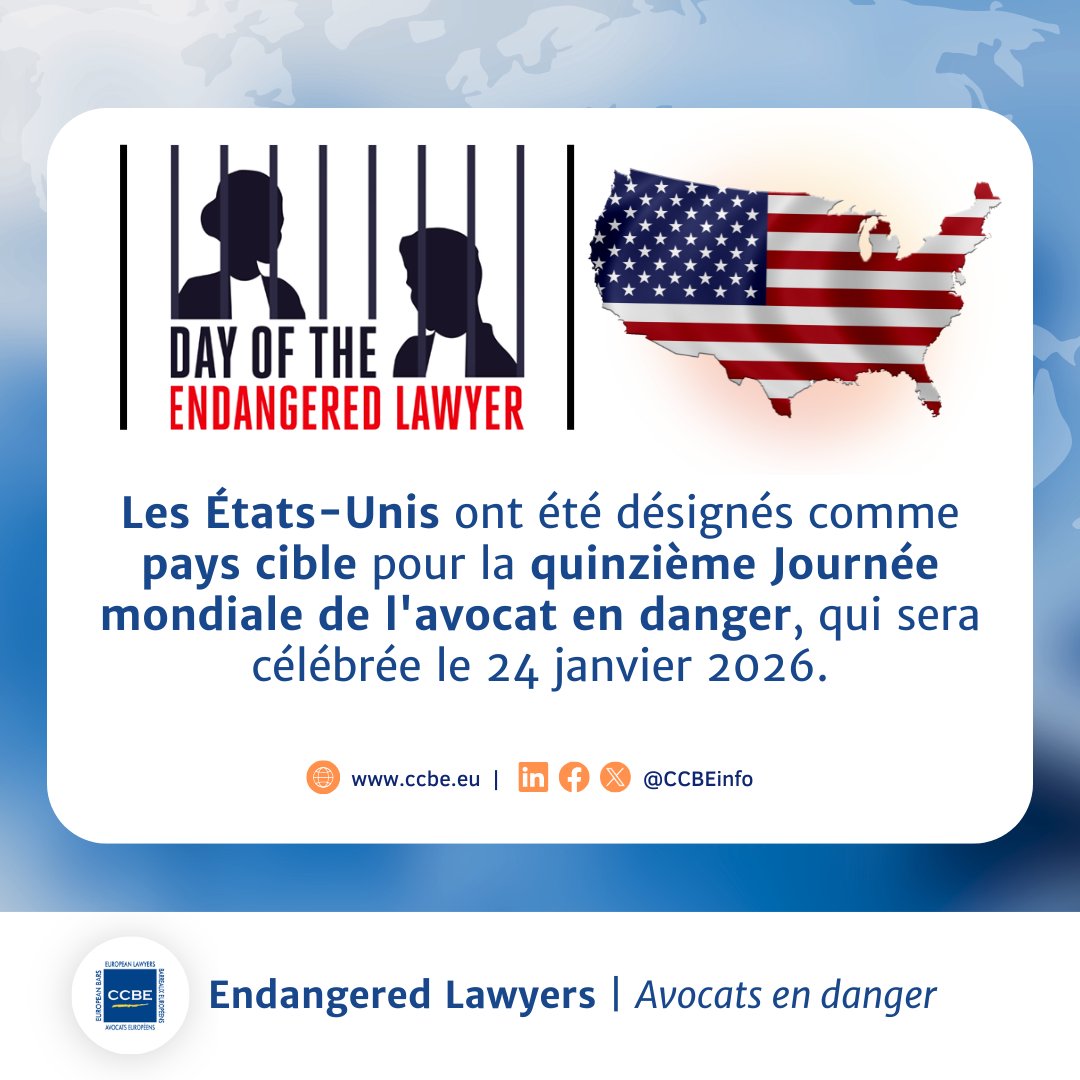 CCBE (@ccbeinfo) on Twitter photo #Avocatsendanger | Le CCBE, membre de la coalition de la Journée de l’avocat en danger, se joindra aux efforts pour attirer l'attention sur la situation de la profession d'avocat aux États-Unis. Dans ce contexte, le CCBE réitère son soutien à l'<a href="/ABAesq/">American Bar Association</a> : ccbe.eu/fileadmin/spec… #Avocatsendanger | Le CCBE, membre de la coalition de la Journée de l’avocat en danger, se joindra aux efforts pour attirer l'attention sur la situation de la profession d'avocat aux États-Unis. Dans ce contexte, le CCBE réitère son soutien à l'<a href="/ABAesq/">American Bar Association</a> : ccbe.eu/fileadmin/spec…