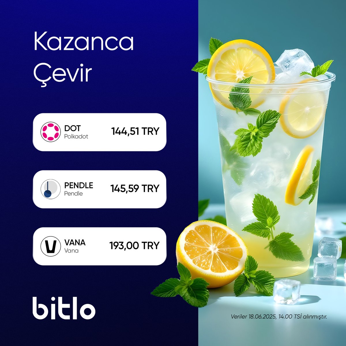 Sıcak havaların serinleten yıldızı limonataysa, geleceğin parlayan fırsatı da kripto paralardır! 🍋

Bugün, neredeyse bir limonata fiyatına yatırım yapabileceğin kripto paraları senin için sıraladık!

#Bitlo #KazancaÇevir #kriptopara
