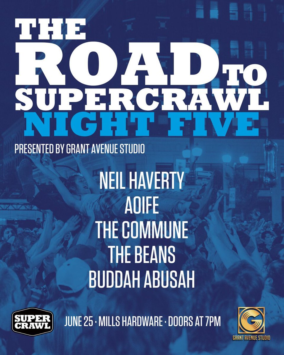 Night Five of The Road to Supercrawl is hitting Mills Hardware on June 25th! Featuring performances from Neil Haverty, AOIFE, The Commune, The Beans and Buddah Abusah.

This event is free to attend with advanced RSVP at millshardware.ca