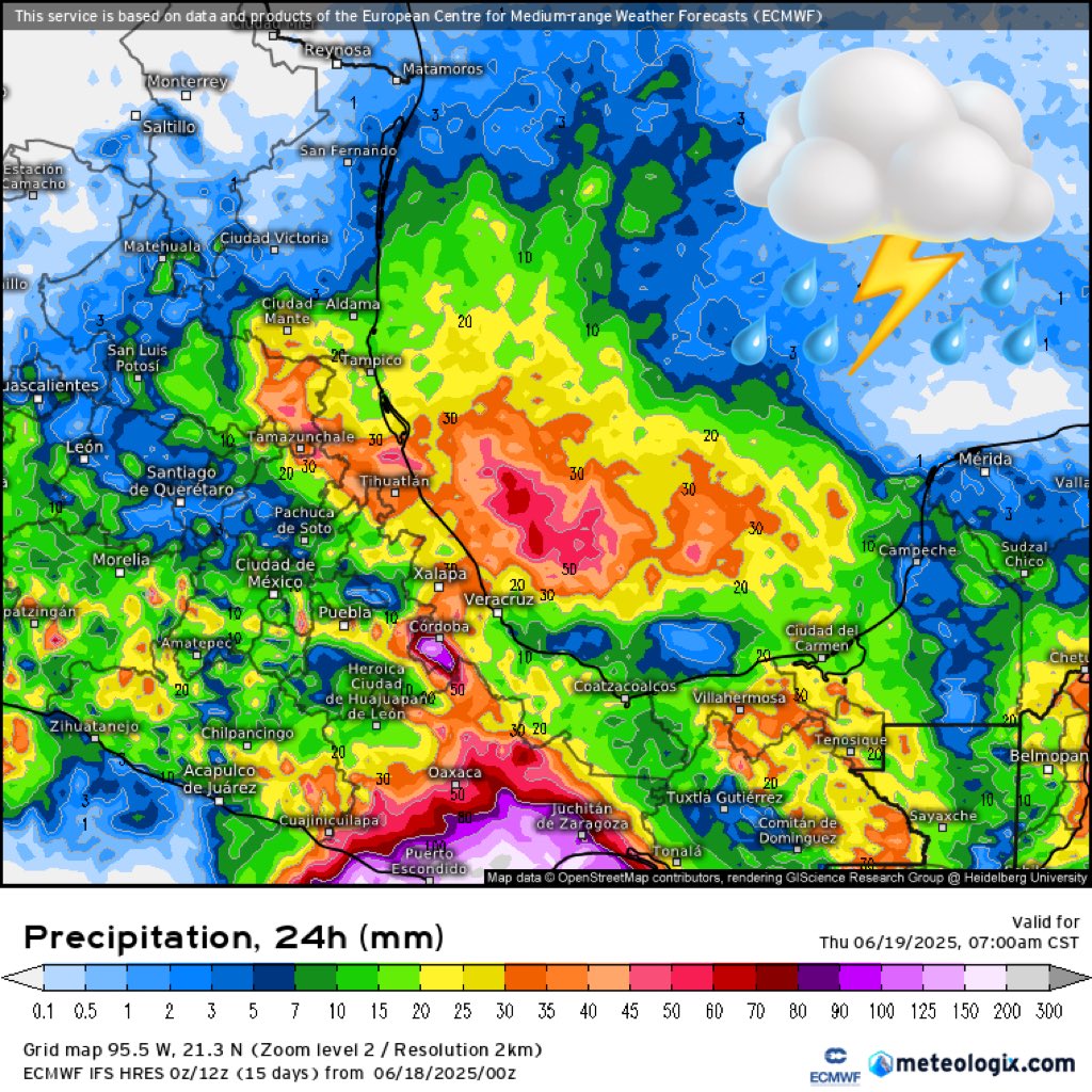 InfoMeteoro's tweet photo. 🚨ADVERTENCIA: #TemporalLluvioso
❇️PRONÓSTICO 18/JUN/2025

⚠️¡AHÍ VIENE #Erick! Ya es huracán y comienza su “Rápida Intensificación”
-Lluvias muy fuertes franja centro-sur
-Aumenta calor en el norte

🔴⛈️TORMENTAS/LLUVIAS FUERTES (MAYOR EXTENSIÓN), GRANIZO
-Ver, Tab, Chis, Oax, Gro, Mich, Jal, EdoMex, CDMX, Mor

🌦️DISPERSAS (MENOR EXTENSIÓN)
-Nay, Col, SLP, AGS, NL, Tamps, SLP, Gto, Qro, Hgo, Pue, Tlax, Camp, QRoo, Yuc y SM Occidental 

🌡️AMBIENTE DIURNO☀️
😌Fresco 15-25ºC Oriente, Altiplano del Bajío a Valle de México y partes altas de Mich, Gro, Mor, Oax, Chis, Ver
😅Templado/caluroso 25-35ºC occidente, costa del Pacífico Sur
🥵Muy Caluroso 36-42ºC noreste, norte, noroeste y sureste
🔥Calor extremo 43-47ºC BC, Son, Sin, Chih

🌬️RÁFAGAS km/h
30-60 km/h en gran parte del país, siendo mayores en áreas de tormenta y montañas.