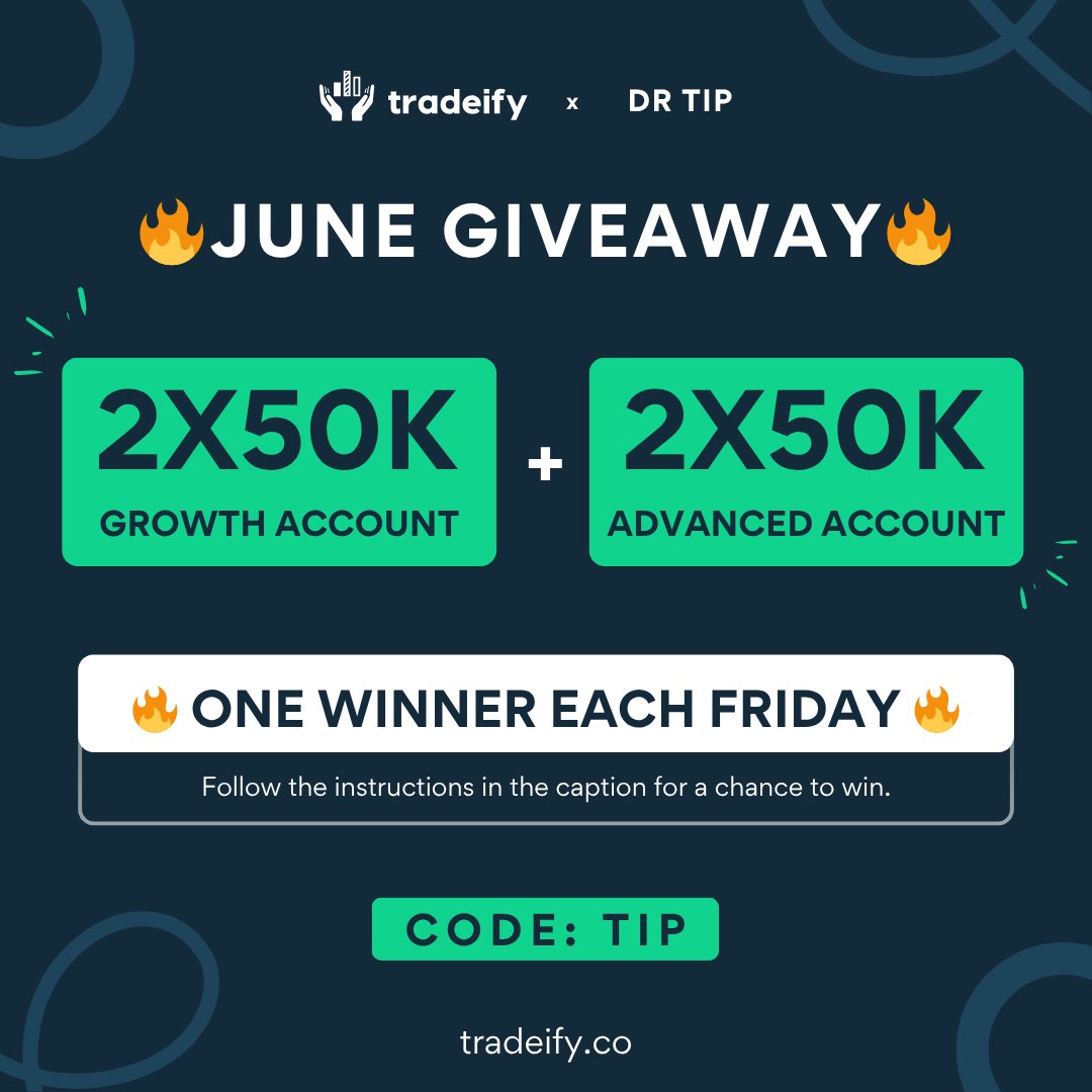 IM GIVING AWAY 2 MORE X 50K IN JUNE

EVERY FRIDAY 

TO ENTER 

FOLLOW  👇  

youtube.com/@drtip42069?si…

1⃣ <a href="/1MINUTETIP/">DR TIP</a> <a href="/Tradeify/">Tradeify</a> <a href="/TradeifyTV/">Tradeify TV</a> 
2⃣ LIKE THIS POST ❤️
3⃣ RETWEET POST 🔁
4⃣ TAG 3 FRIENDS 
5️⃣COMMENT TIP 
6️⃣INTERACT W TIP POSTS

GOOD LUCK 🍀