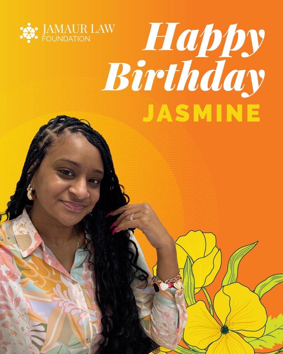 Happy Birthday to our amazing secretary, Jasmine! 🎂

Thank you for being so dedicated to uplifting students and empowering fellow educators every day. 

Today we celebrate YOU! We hope you have the best day!

#HappyBirthdayJasmine #JamaurLawFoundation