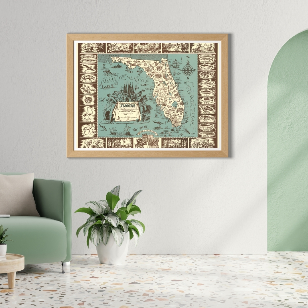 HistoricPictorx's tweet image. Pictorial Chart of Romantic Florida depicting its exotic wild life; its tropical splendors of land &amp;amp; sea - David D.C. Mink - 1951

historicpictoric.com/products/histo…

 #HistoricPictoric #History #HistoricMaps #Vintage #WallArt #HistoryFacts #Art #Map