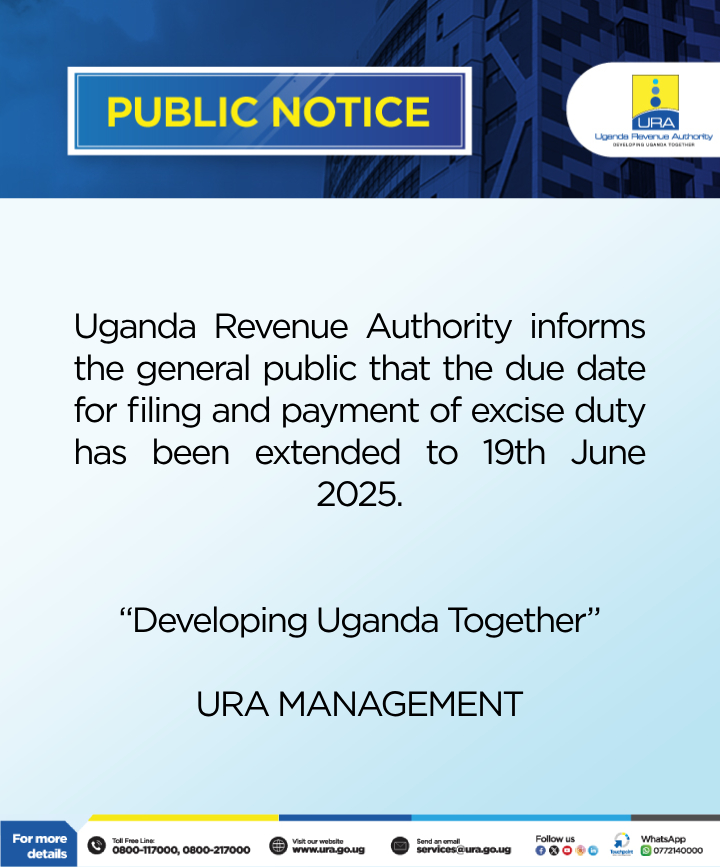 Excise Duty is imposed and collected on specified goods and services such as cigarettes, beer, wines, spirits, cement, fuel, telecommunications services, mobile money charges, bank charges, non-alcoholic beverages and mineral water among others.

URA informs the general public