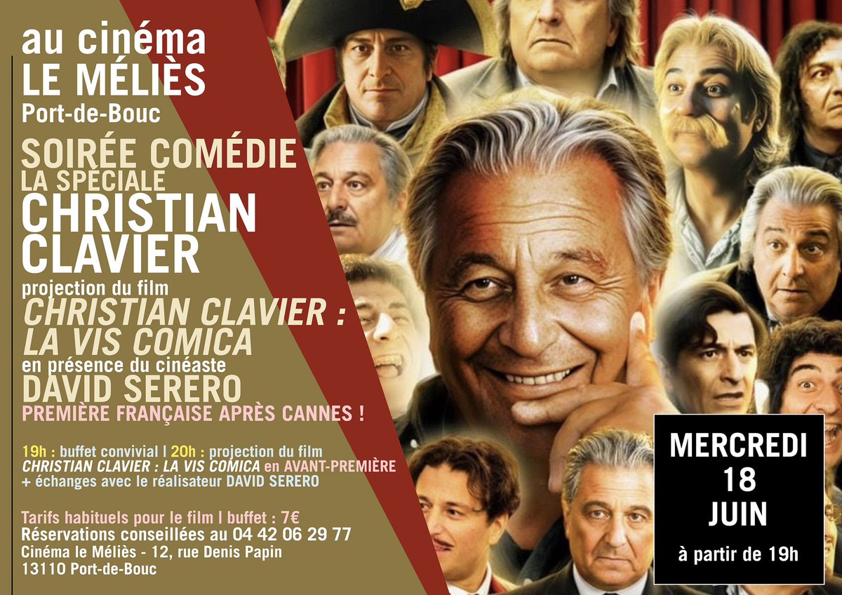 Ce soir mon film LA VIS COMICA sur Christian Clavier sera projeté au cinéma Le Méliès! Venez nombreux! Amis de Marseille