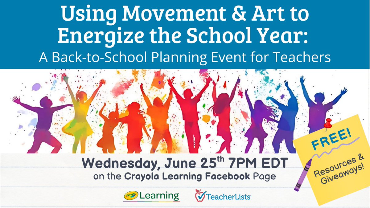 Crayola Learning (@crayolalearning) on Twitter photo ☀️🎒 Get your summer gear ready—we’re helping you prep for back-to-school with creativity & confidence so you can relax longer! Join us & <a href="/TeacherLists/">TeacherLists</a> for tips, free resources & a chance to win a Crayola bundle! 🎁
RSVP: facebook.com/share/1B3PoSfg… ☀️🎒 Get your summer gear ready—we’re helping you prep for back-to-school with creativity & confidence so you can relax longer! Join us & <a href="/TeacherLists/">TeacherLists</a> for tips, free resources & a chance to win a Crayola bundle! 🎁
RSVP: facebook.com/share/1B3PoSfg…