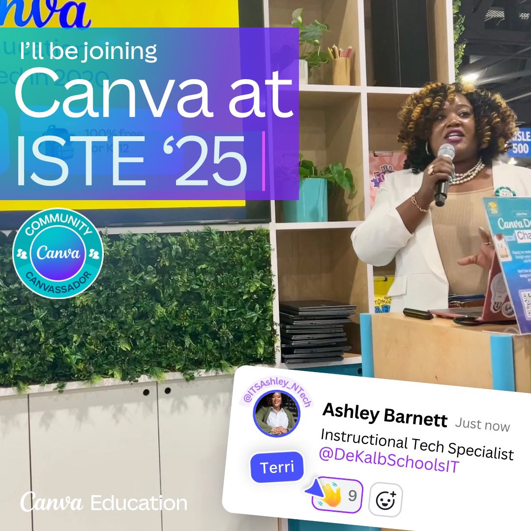Ashley Barnett, Ed.S (@itsashley_ntech) on Twitter photo Join <a href="/ITSTechyNatasha/">Dr. Natasha Adebiyi-Lawyer 🛫#ISTE</a> and me at the <a href="/CanvaEdu/">Canva Education</a> booth during #ISTELive25! We’ll share some tips on maximizing Canva Docs for creative writing that you won’t want to miss. Let’s make some magic together—can’t wait to see you there! 🌟 #CanvaEdu #ISTE25 Join <a href="/ITSTechyNatasha/">Dr. Natasha Adebiyi-Lawyer 🛫#ISTE</a> and me at the <a href="/CanvaEdu/">Canva Education</a> booth during #ISTELive25! We’ll share some tips on maximizing Canva Docs for creative writing that you won’t want to miss. Let’s make some magic together—can’t wait to see you there! 🌟 #CanvaEdu #ISTE25