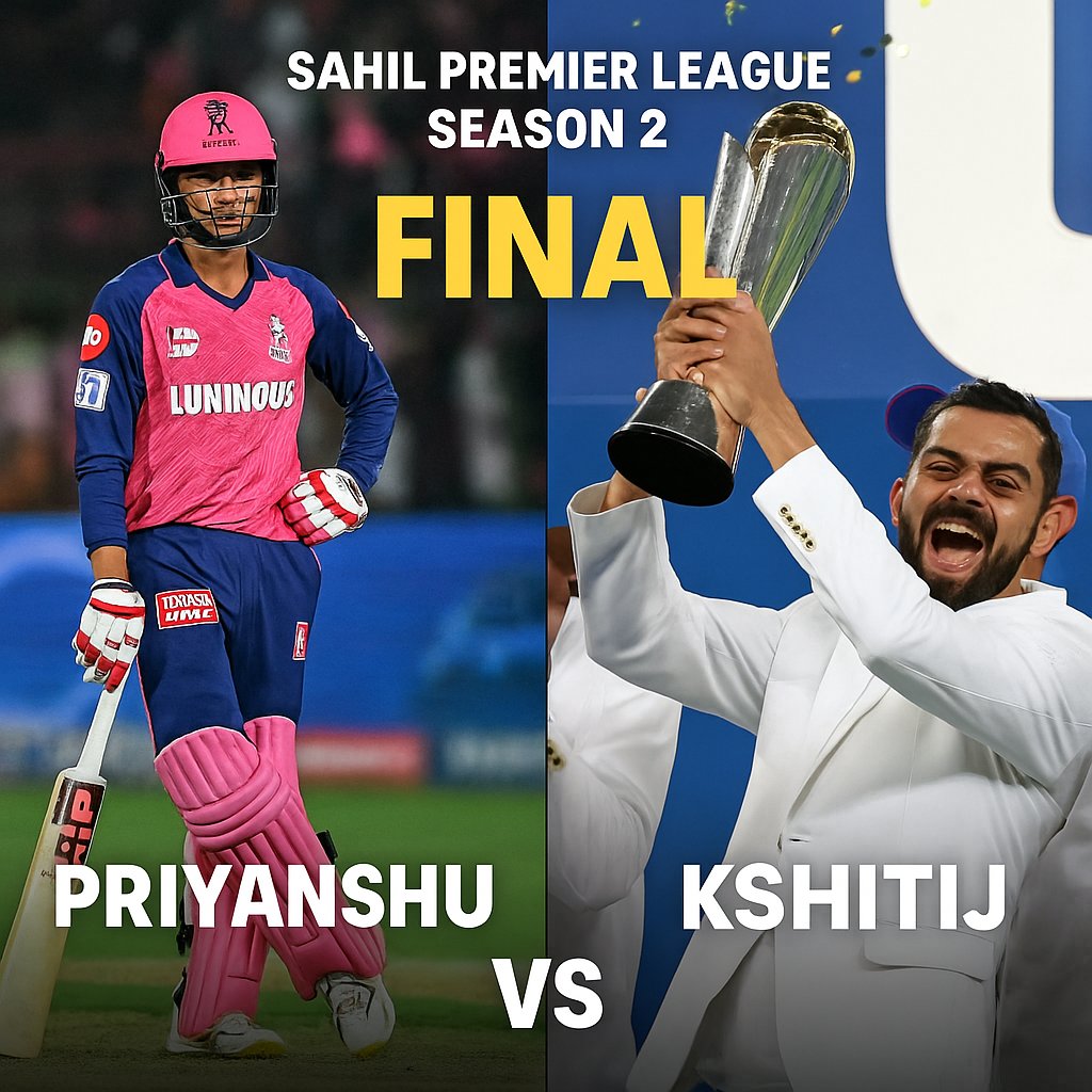 sahil28_2007's tweet photo. ๐ SAHIL PREMIER LEAGUE SEASON 2 - THE FINAL SHOWDOWN ๐
Two giants. One trophy. ๐ฅ
๐ฅ @jaiswal_fan vs @Kshitij1250317 โ๏ธ Who will be crowned the KING? ๐
๐ณ๏ธ Cast your VOTE & witness history! #SPLFinal #SPLSeason2 https://t.co/txxA8a1ze8