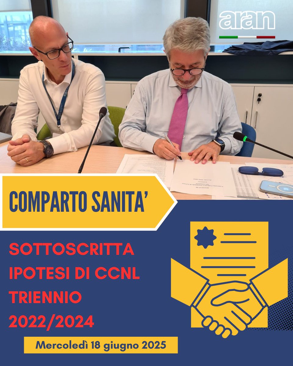 🎯 <a href="/aran_agenzia/">Aran</a> #Confederazioni e #Organizzazioni sindacali hanno sottoscritto l'#Ipotesi di CCNL per il personale del comparto #Sanità - triennio 2022/2024