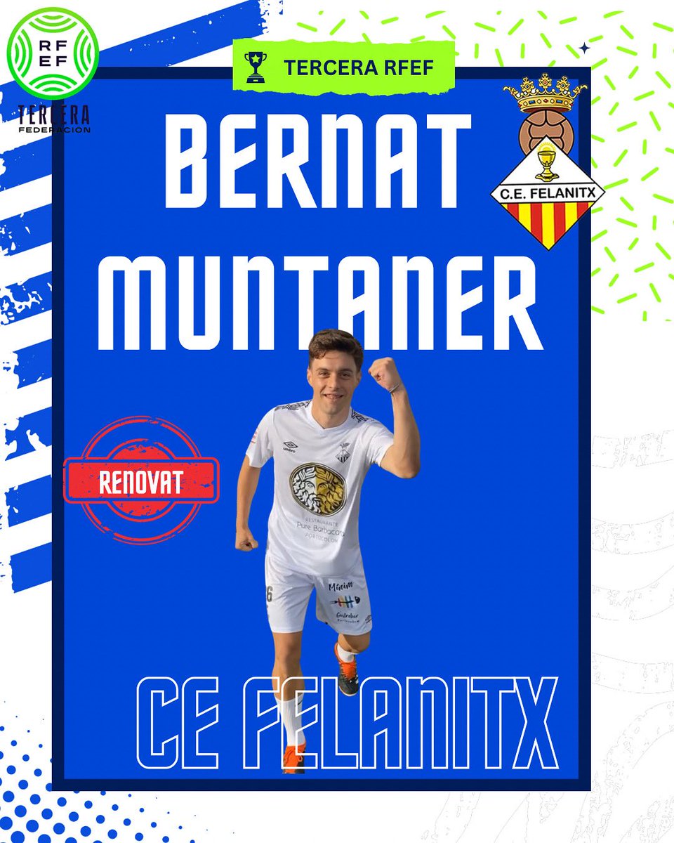 𝗥𝗘𝗡𝗢𝗩𝗔𝗖𝗜Ó

👉 Començam amb la presentació dels integrants del que serà aquest nou projecte que arranca aquesta temporada

👉 𝗕𝗘𝗥𝗡𝗔𝗧 𝗠𝗨𝗡𝗧𝗔𝗡𝗘𝗥  

✅  Decideix seguir defensant la camiseta del seu poble

#vamosfela #orgullfelanitxer