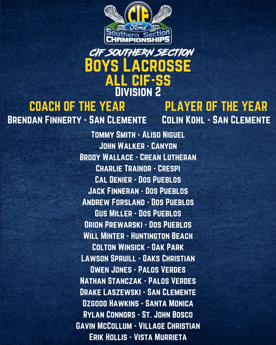 CIFSS's tweet image. Here is your 2025 Boys Lacrosse All CIF-SS Team! 🥍 Congratulations to everyone on a great season!