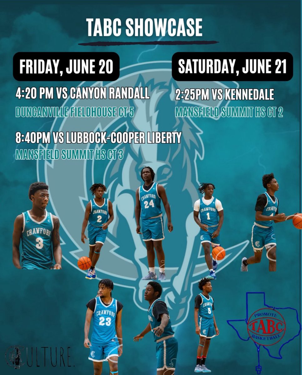 Excited to compete with <a href="/ACHS_BoysBball/">Almeta Crawford Boys Basketball</a> in the TABC Showcase. Here’s our schedule college coaches come check us out!