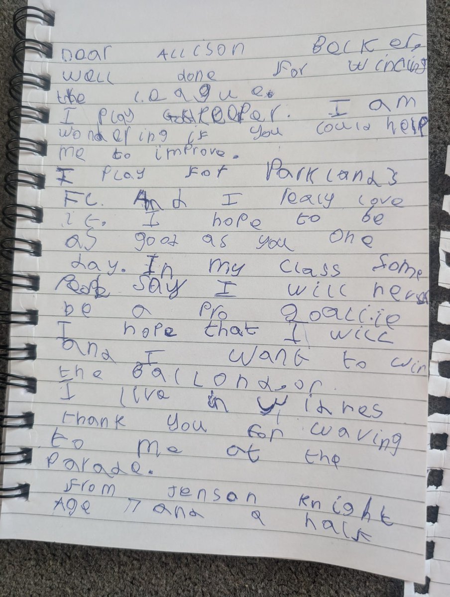 CraigKnight_'s tweet image. My lad had to write a letter to a sports person today in school. He chose to write to his hero @Alissonbecker 
Brb when I've stopped crying 😭😍 @LFC