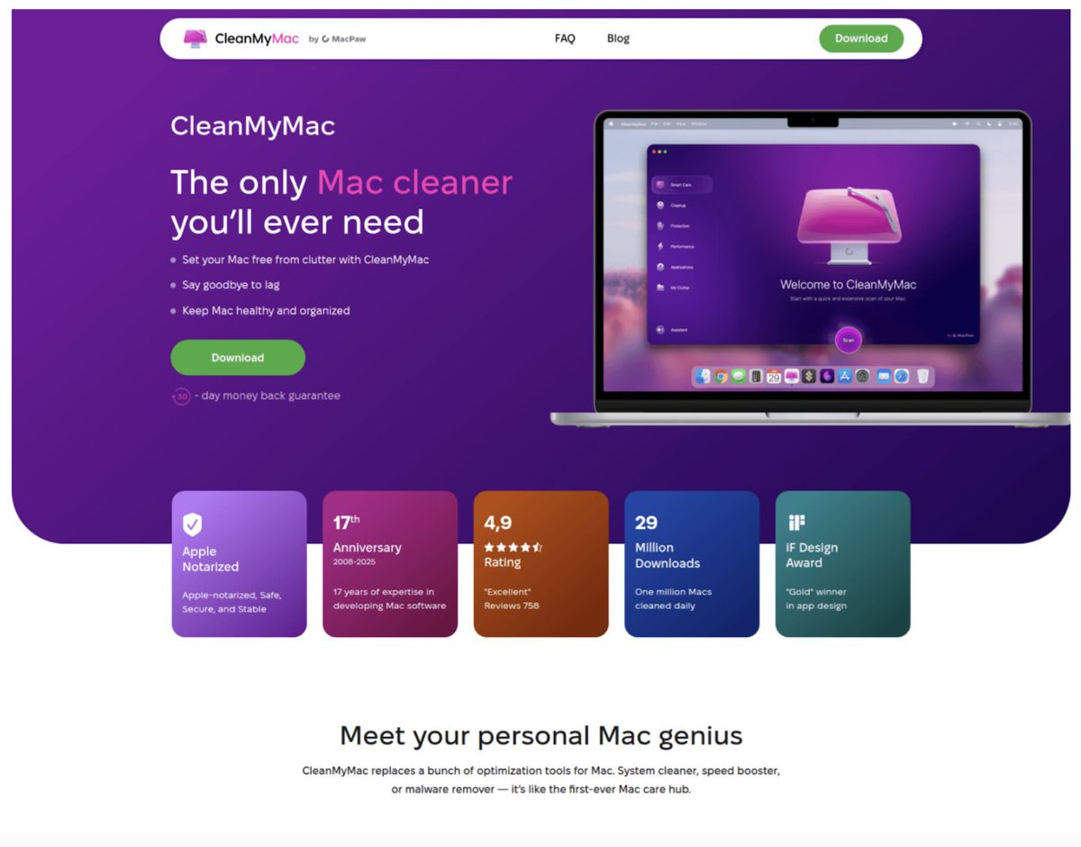 1/8: Our team investigated yet another #macOS #stealer hidden behind a fake CleanMyMac website. It all started with an impersonating domain: cleanmymacpro[.]net, and resulted in a chain of hidden requests. Here’s how the malware is delivered and what tricks are used 👇