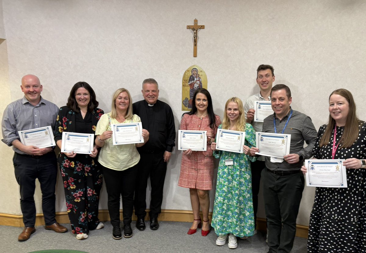 DoPEducation1's tweet photo. Congratulations to the teachers who received their Diocese  of Paisley Leadership  Certificates from @john_bishopjohn this evening. Such a range of wonderful projects promoting the faith mission of our schools. 🙏 https://t.co/uMYxjd9vkT
