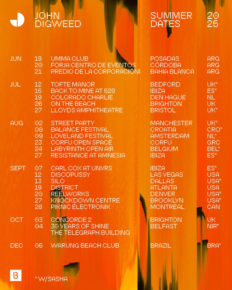 DJJohnDigweed's tweet image. The next few months ahead
Where will I see you ?
Tickets and info - linktr.ee/djjohndigweed