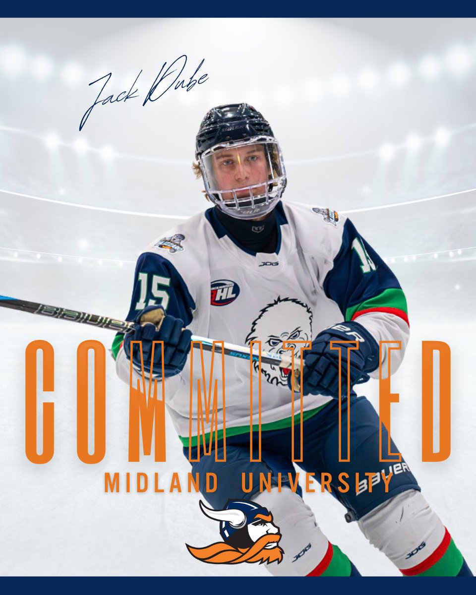 ❗️COMMITTED❗️

We are very excited to announce Jack’s commitment to Midland University’s Men’s Hockey team! 

Jack Dube is a 2004 forward from Minnesota. He played last year for the Alexandria Blizzard in the NA3HL.

Welcome to the Warrior family Jack!💪🏻