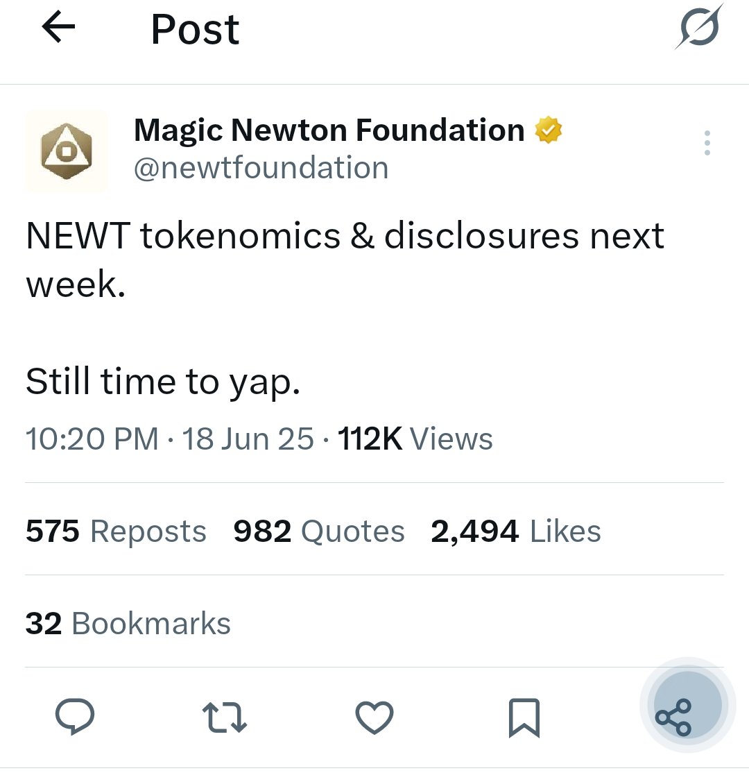 kazmi_Eth's tweet photo. 🚨 Breaking 🚨
@newton_xyz tokenominous Next week confirmed by @newtfoundation 💰
Looks like tge is in June 🚨
And of course still time to yap #MagicNewton on @KaitoAI 🔥🔥
$NEWT #NEWR @GiveRep https://t.co/Ml2CHzkkAs