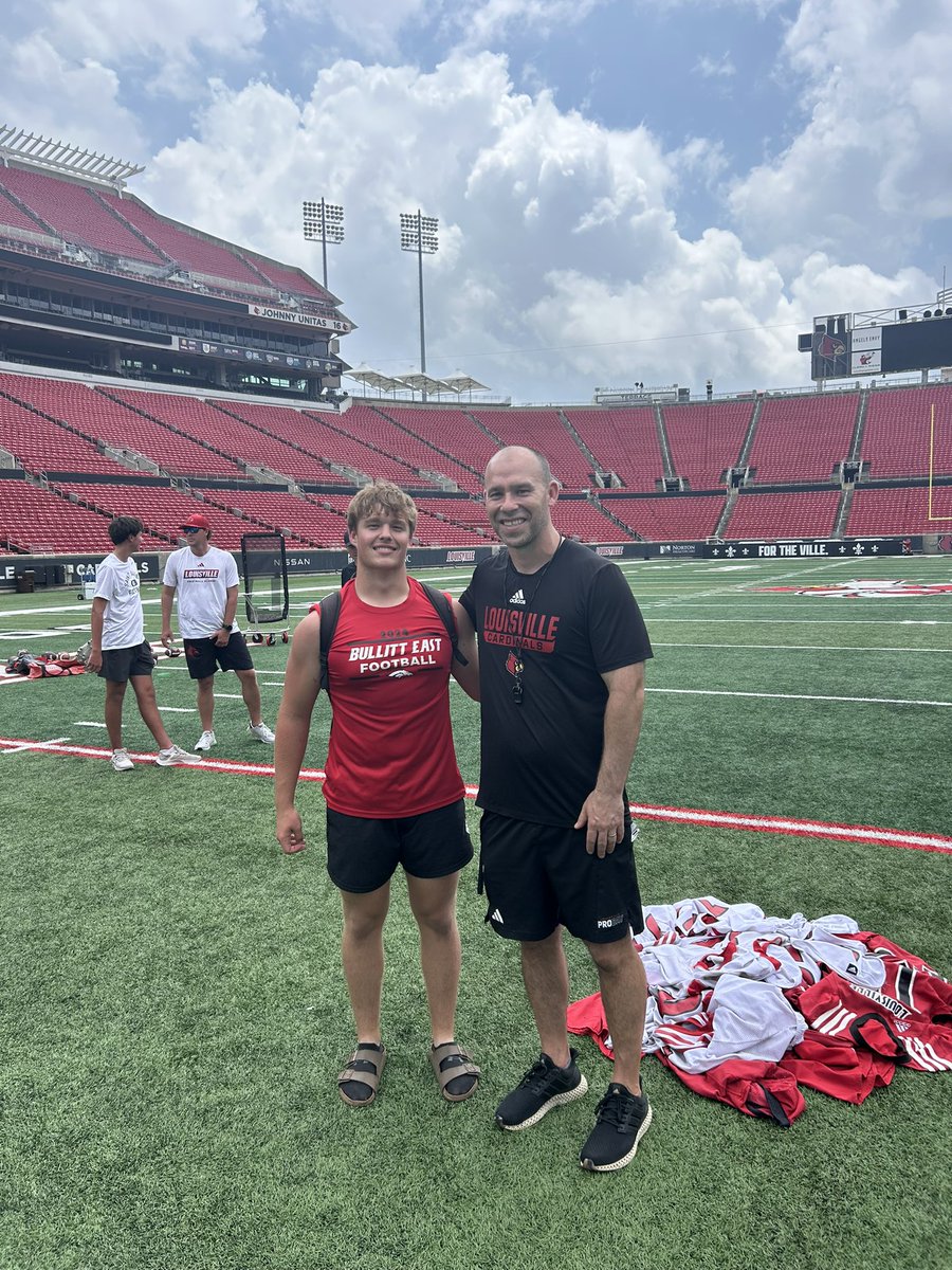 Connor Heun (@connorheun) on Twitter photo Thank you <a href="/CoachMaslowski/">Karl Maslowski</a>, <a href="/Coach_RWallace/">Coach Ryan Wallace</a>, and <a href="/CoachAMueller/">Adam Mueller</a> for the great camp today at <a href="/LouisvilleFB/">Louisville Football</a>!! Had a great time competing in the competitions and throwing a 37 mph ball!! Can’t wait to be back! <a href="/BECoachKendrick/">Keegan Kendrick</a> <a href="/BE_Chargers/">Bullitt East Football</a> <a href="/JacobClaycomb/">Jacob Claycomb</a> Thank you <a href="/CoachMaslowski/">Karl Maslowski</a>, <a href="/Coach_RWallace/">Coach Ryan Wallace</a>, and <a href="/CoachAMueller/">Adam Mueller</a> for the great camp today at <a href="/LouisvilleFB/">Louisville Football</a>!! Had a great time competing in the competitions and throwing a 37 mph ball!! Can’t wait to be back! <a href="/BECoachKendrick/">Keegan Kendrick</a> <a href="/BE_Chargers/">Bullitt East Football</a> <a href="/JacobClaycomb/">Jacob Claycomb</a>