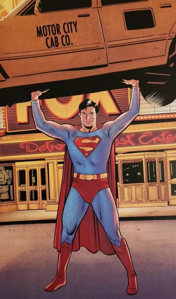 Superman playing around with a taxi in Metropolis. #Superman    #ChristopherReeve #Legend #GOAT