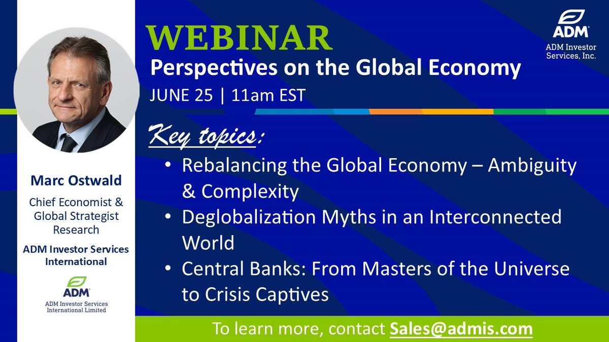 ADM Investor Services (@tradeadmis) on Twitter photo Join us on Wed, June 25th!
Hear from #MarcOstwald, Chief Economist & Global Strategist at <a href="/ADMISI_Ltd/">ADM Investor Services International Limited</a> who will share compelling insights on the economic factors shaping our markets today.
#commodities #economy #webinar Join us on Wed, June 25th!
Hear from #MarcOstwald, Chief Economist & Global Strategist at <a href="/ADMISI_Ltd/">ADM Investor Services International Limited</a> who will share compelling insights on the economic factors shaping our markets today.
#commodities #economy #webinar