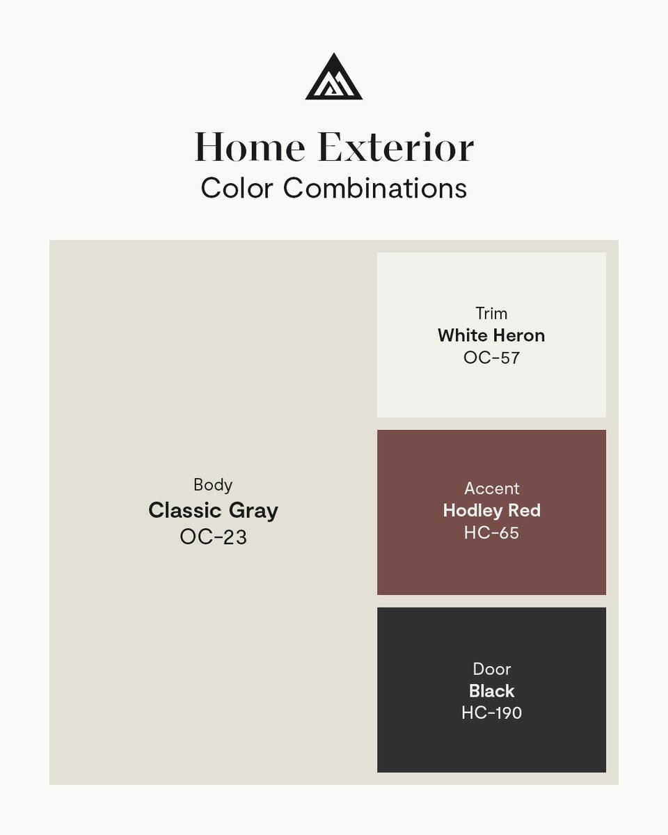 Benjamin_Moore's tweet image. We know everyone loves an exterior color combination &apos;round these parts, so we&apos;re here with another compilation of some of our faves. See some handpicked mini palettes from our color experts, then head to our website to build a shopping list of your favorite hues. #BenjaminMoore