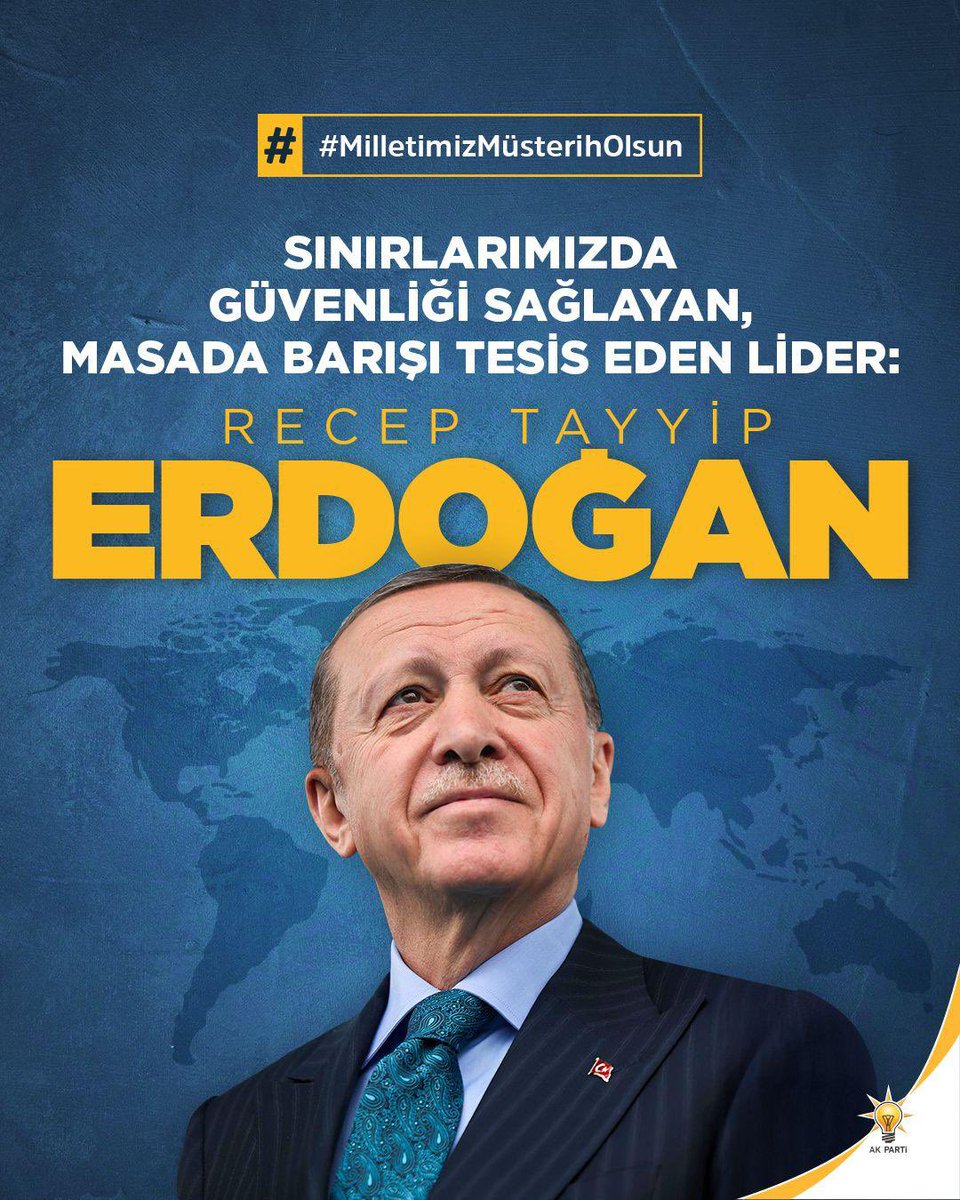 Bayrağımız göklerde, ordumuz sınırda, liderimiz masada!
Milletine sevdalı bir adam:
RECEP TAYYİP ERDOĞAN!
#MilletimizMüsterihOlsun 🇹🇷