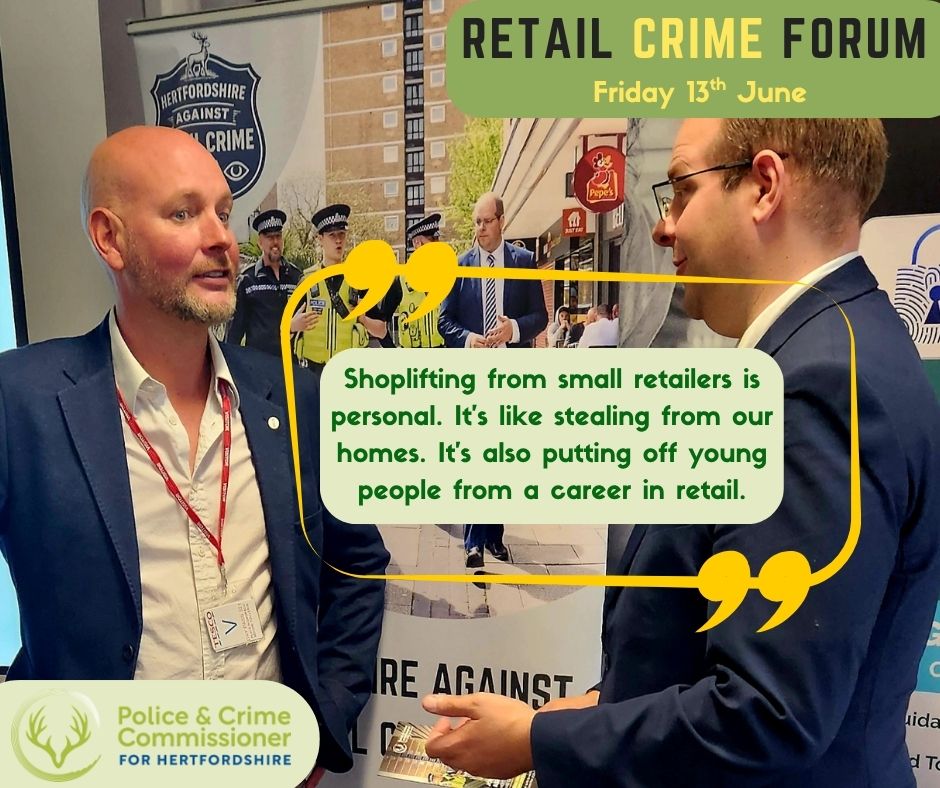HertsPCC's tweet image. On Friday I held the first Retail Crime Forum in Hertfordshire. Alan owns Zoohause in St Albans and he talked about the personal affect shoplifting has on small retailers.
What more do you want to see done about shoplifting? Let me know in the comments below.