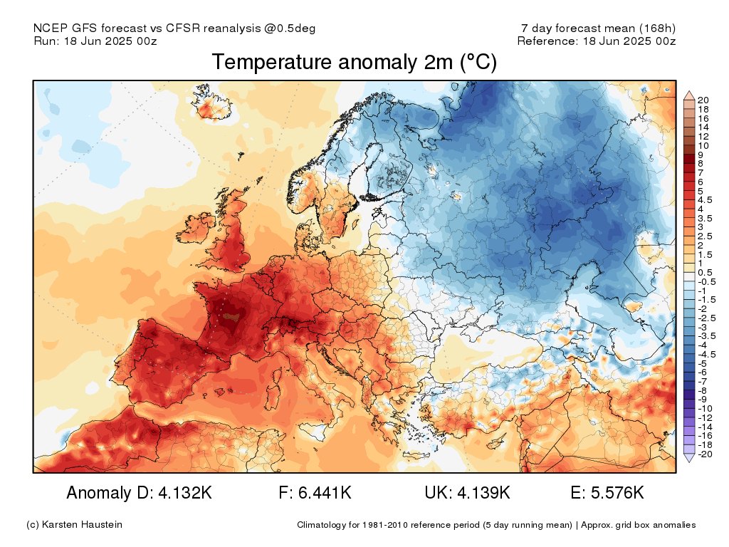 Avec le réchauffement climatique attendu d’ici dimanche et la semaine prochaine, annoncé déjà terriblement chaud,
il est raisonnable d’annoncer que juin 2025 restera le mois de juin le plus chaud jamais enregistré depuis les 1er relevés de t° fait par nos ancêtres Gaulois