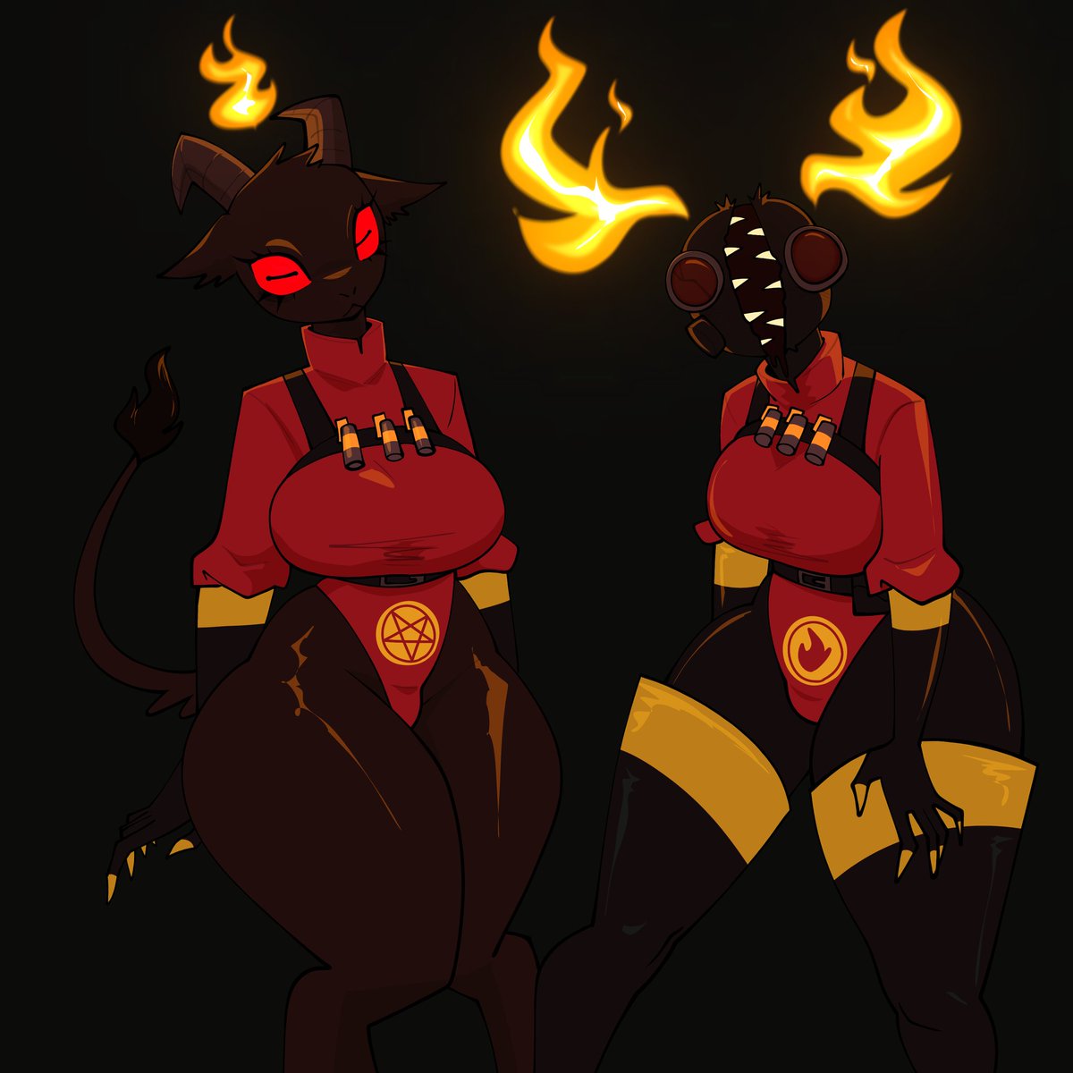 Gallo_wazavi's tweet photo. Pyro copies (Don't join Team Red)
 I really recommend that TF2 miniseries.
-
-
-
-
-
-
#pyro #TF2 #TF2fanart #tf2horror #dontjointeamred #valve #spy #respaw #machine #MonsterGirls #NewPost #drawing #draw #art #fire #GOAT𓃵 #GOAT #furry #dark #ibisPaintX #sfwtwt https://t.co/hBf24yOaOA