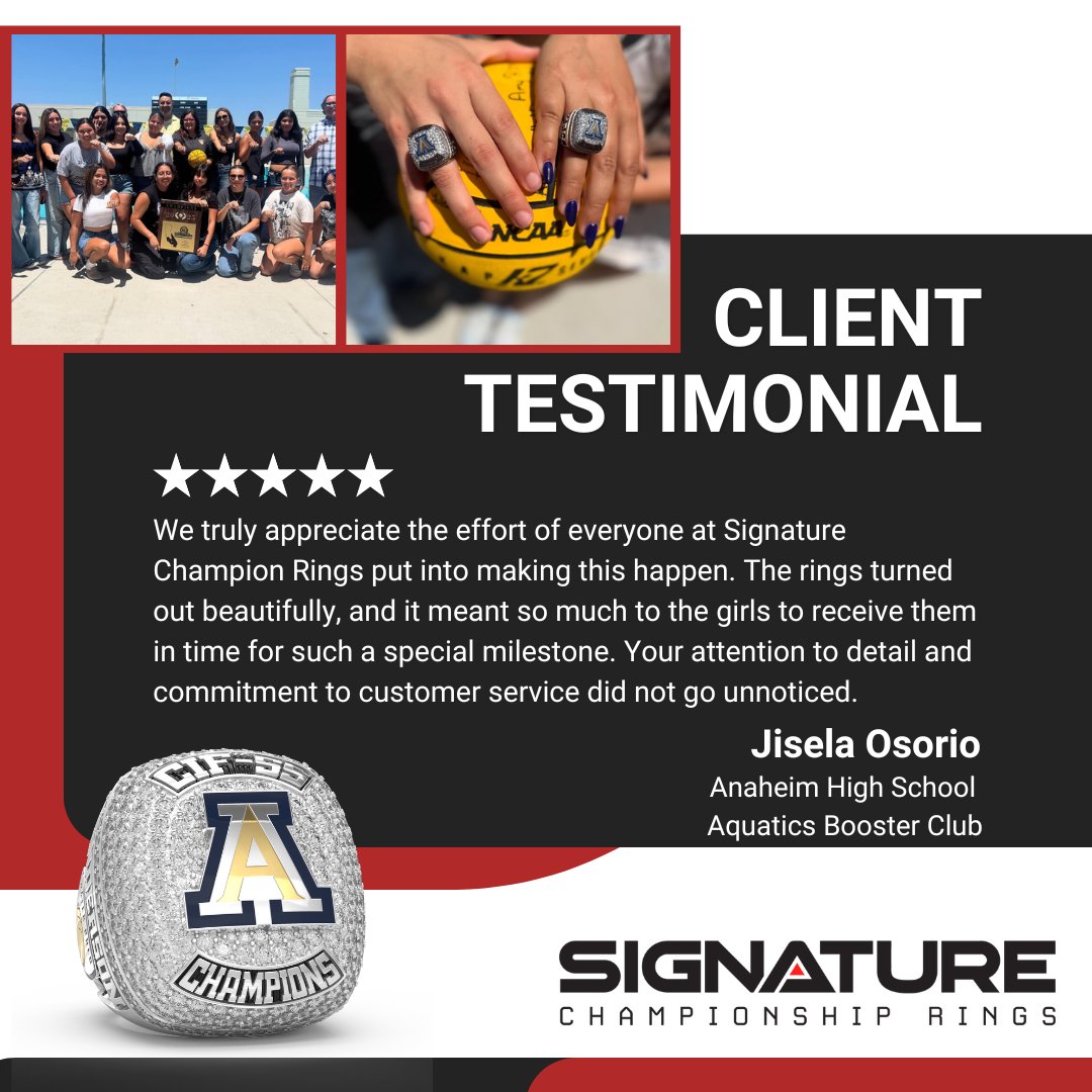 💍We’re honored to celebrate Anaheim High School Women's Water Polo team with these stunning rings—and even more honored by their kind words.

Thank you, for letting us be part of your journey. These moments matter—and so do the people behind them. 🏆
#AnaheimHighSchool #RingSZN