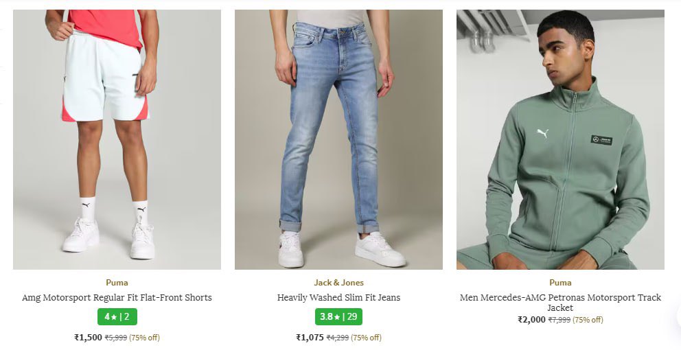 AJIO Loot : Upto 85% off on Branded Clothing + Extra 15% AJIO Super Cash.

Main Page : ajiio.in/XYghuu0

Men's : ajiio.in/d36pyq1

Shirts : ajiio.in/m6548L3
Jeans : ajiio.in/Ryh1BLi
T-shirts : ajiio.in/kLPoI1g
Jackets: ajiio.in/FoW5NqF