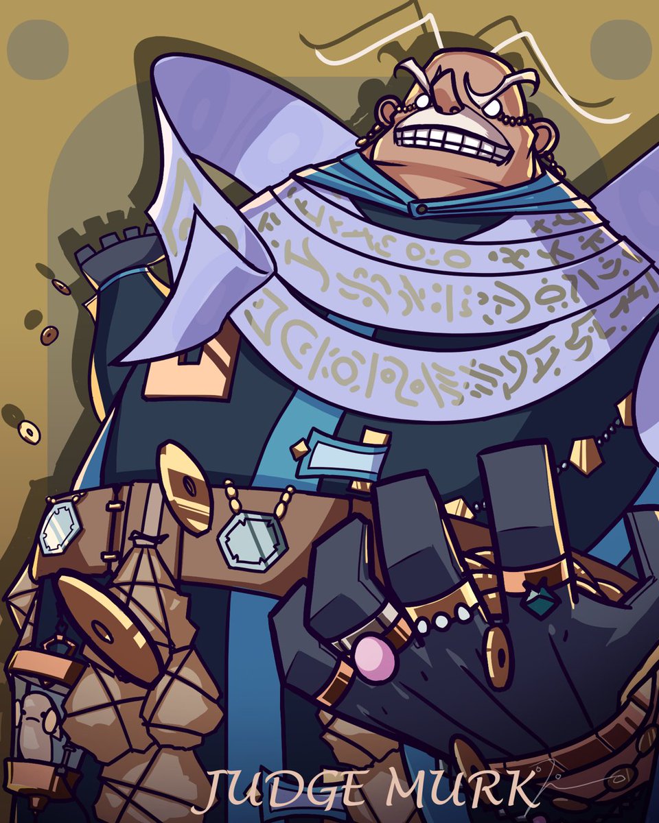 JingoGames's tweet photo. [19/26] Another #GoblinGuild #ConceptArt for Judge Murk! I remember spending quite awhile on figuring out the shading on the metal coins here. #CharacterDesign #gamedev #indiegames https://t.co/kDeQVgNer7