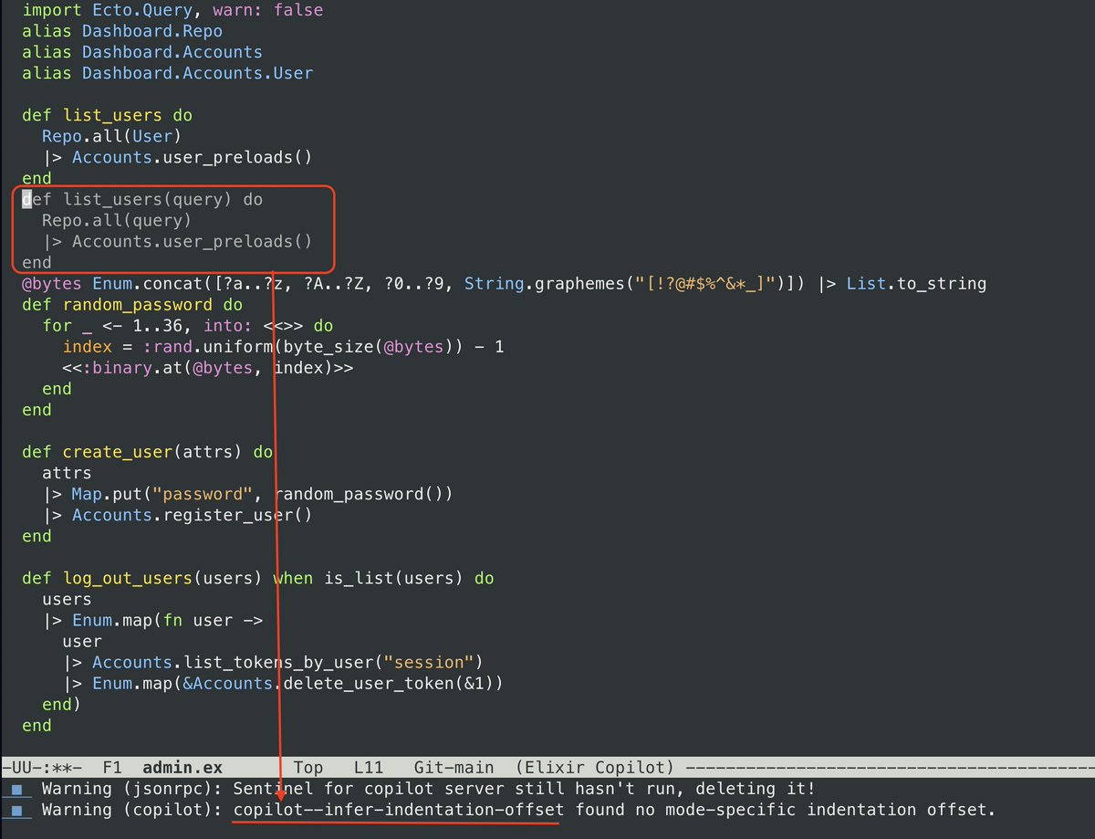 Contraire a certains irreductibles (que je ne citerais pas mais quand meme genre M. <a href="/ponceto91/">Olivier Poncet 🦝</a> qui trainent avec leur editeur antédiluvien...) moi je code en Elixir avec Copilot sur l'AVENIR de l'Editeur de texte :D (bon la ca warning... mais c est le principe qui compte !)