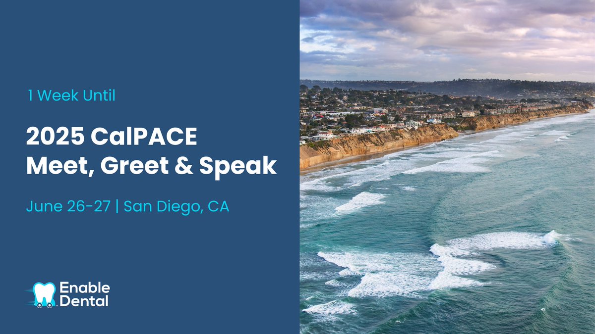 enable_dental's tweet image. Only 1 week until we join PACE leaders from across California at the CalPACE Meet, Greet, and Speak in San Diego! 🌊

🌐 Let’s talk about portable dentistry, program support, and how our model drives better outcomes for seniors.

#CalPACE2025 #PACEPrograms  #OnSiteDentalCare