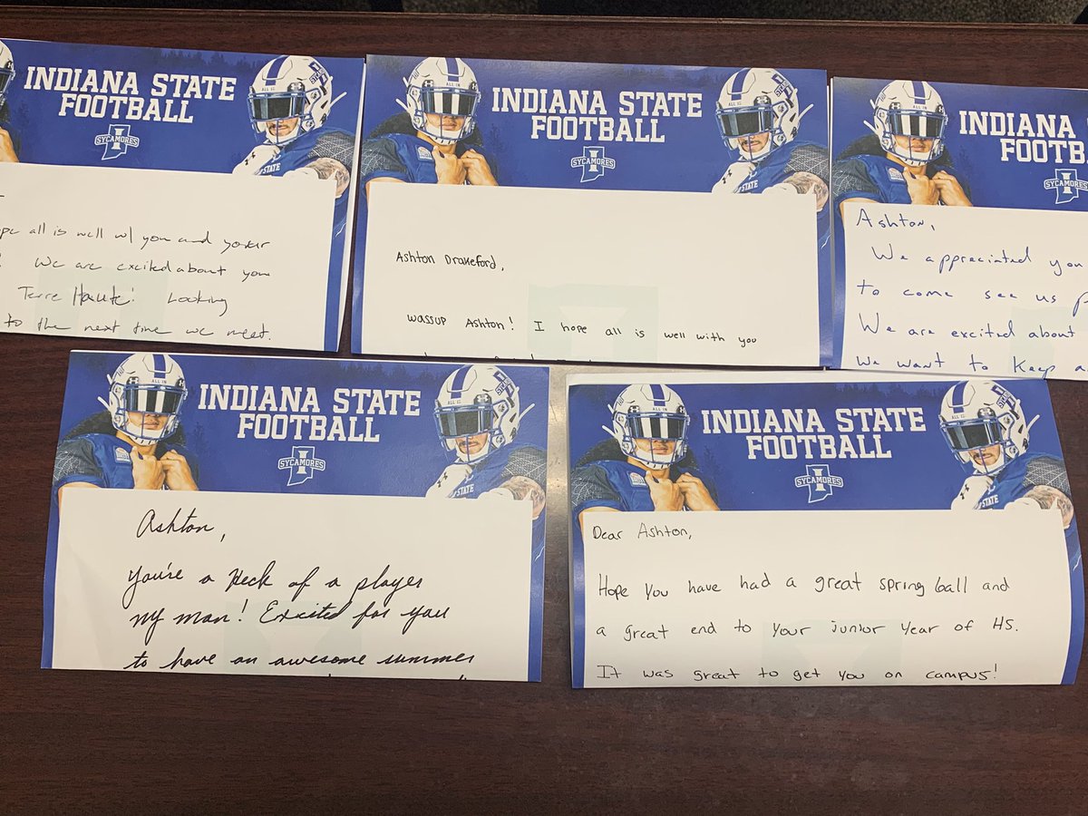 adrake_22's tweet image. Got this in the mail. Thank you @IndStFB staff for the letters. It was great seeing you all again this past weekend. I look forward to getting back up there soon. @Coach_DElson @CoachWarinner @_Javian07 @coachflyger @Coach_CookISU @CoachHaddix11