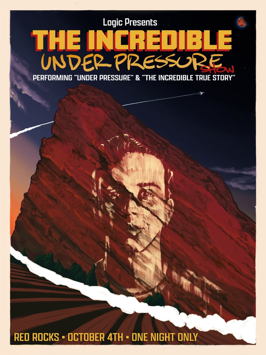 Logic301's tweet image. I’M SO EXCITED!!! I’m coming to Red Rocks on October 4th for the INCREDIBLE UNDER PRESSURE SHOW!! I’ll perform my first two albums and songs I’ve never performed before!!! Pre-Sale on 6/25!!!