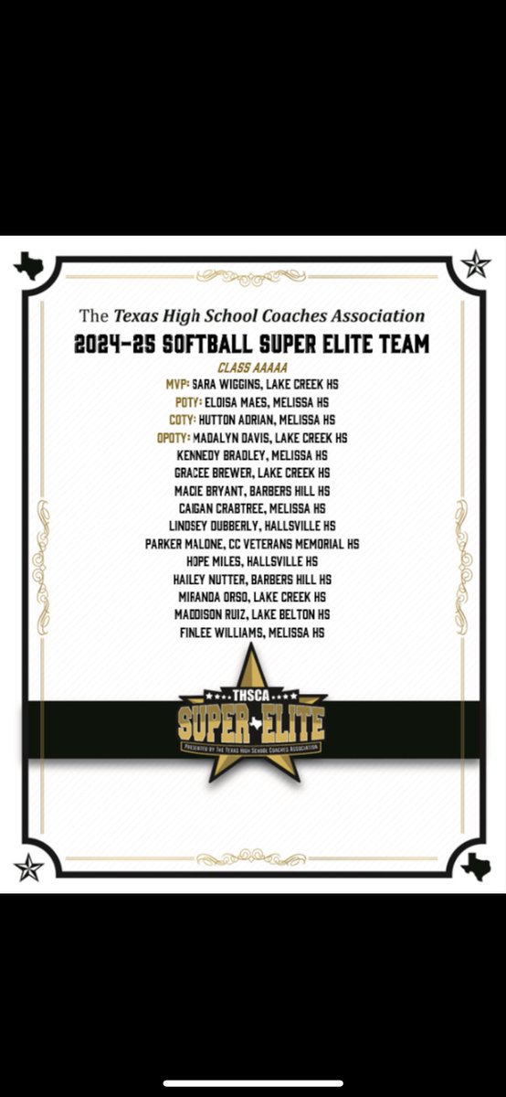 Kennedy (KB) Bradley (@kmbradley08) on Twitter photo Thank you <a href="/THSCAcoaches/">THSCA</a>! This is such an amazing feeling and it's an honor to be on this list with such talented athletes!
<a href="/glory2k26/">18u Texas Glory</a>
<a href="/TexasGlory/">Texas Glory</a>.
<a href="/SoftballMelissa/">SoftballMelissa</a> Thank you <a href="/THSCAcoaches/">THSCA</a>! This is such an amazing feeling and it's an honor to be on this list with such talented athletes!
<a href="/glory2k26/">18u Texas Glory</a>
<a href="/TexasGlory/">Texas Glory</a>.
<a href="/SoftballMelissa/">SoftballMelissa</a>